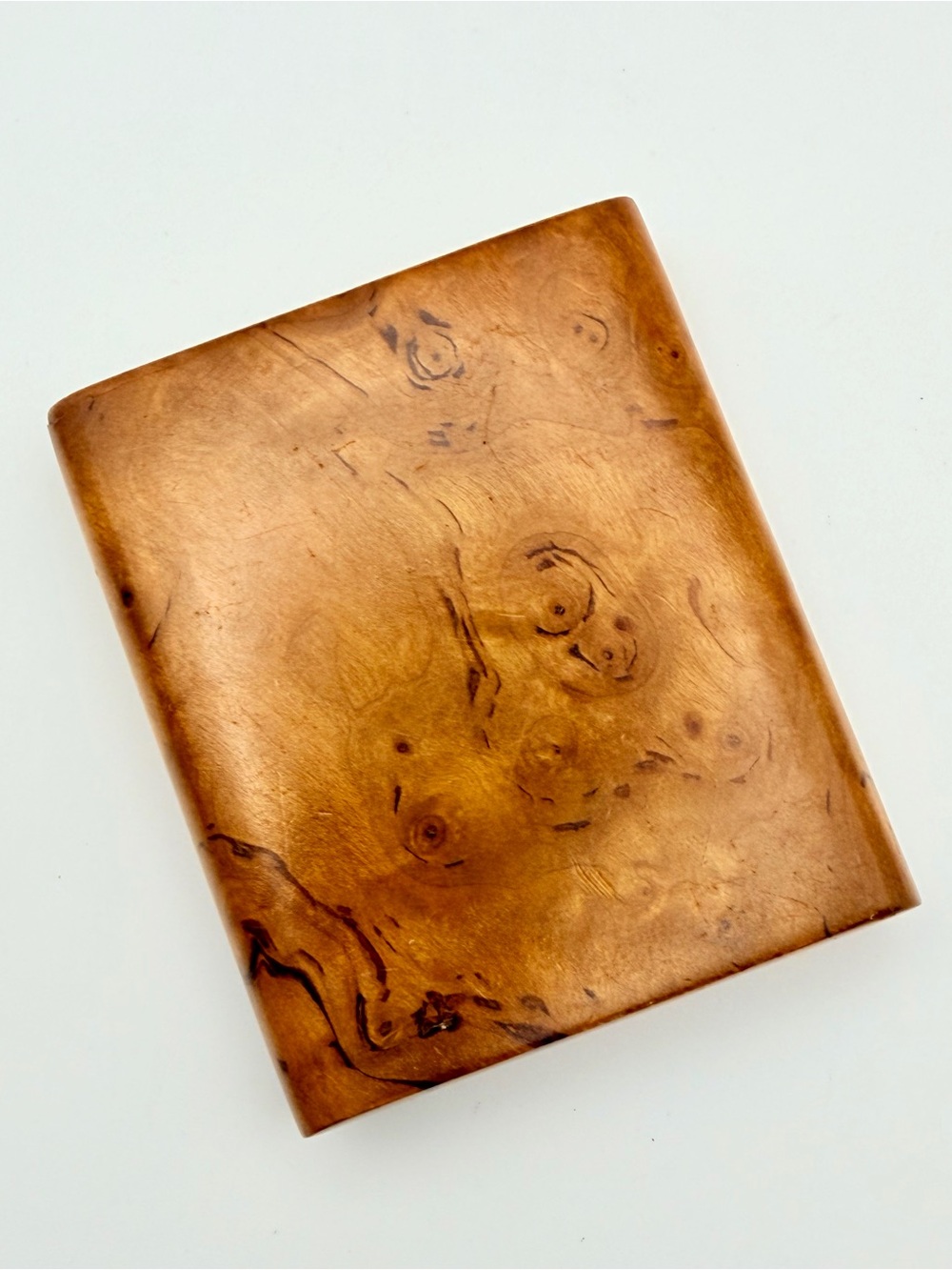 Antique Burl Wood Cigarette Case 1910s 1920s Pocket Box